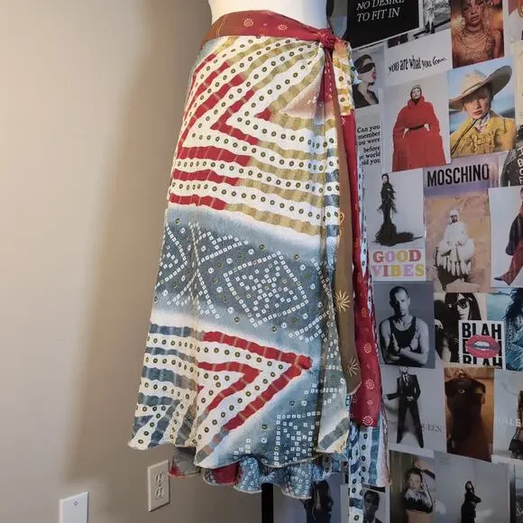 Bohemian Printed Summer Wrap Skirt - Picture 1 of 5